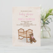 Babydusche Wasserfarbenmädchen Rustikales gestopft Einladung (Stehend Vorderseite)