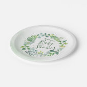 Babydusche Wasserfarbenwelt Wreath Pappteller (Schrägansicht)