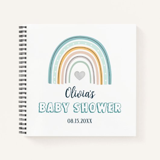 Babydusche Watercolor Boho Rainbow Notizblock (Vorderseite)