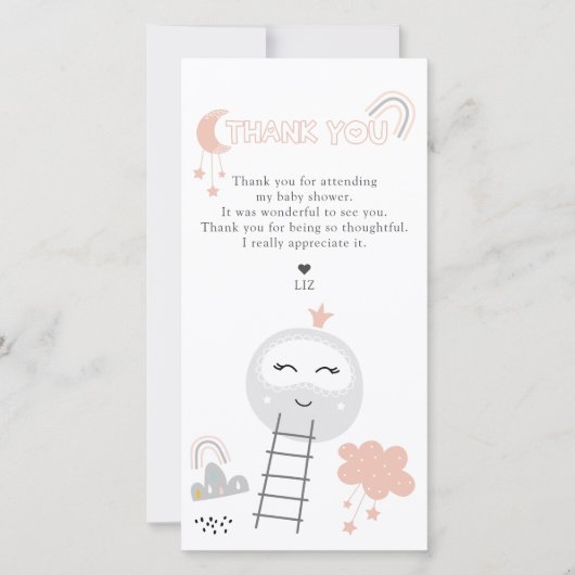 Babydusche Weg zum Mond Dankeskarte (Vorderseite)