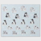 Babydusche Weihnachten Winter Arktische Tiere Geschenkpapier (Flach)