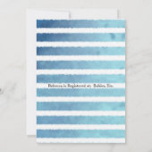 Babydusche Weißer Bunny Blue Streifen Einladung (Rückseite)