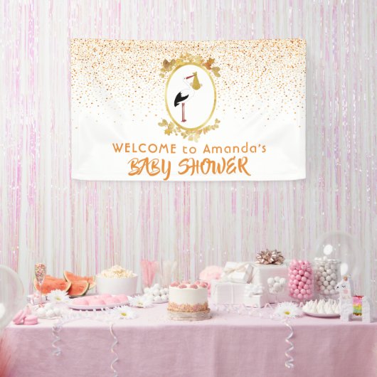 Babydusche Weißer Goldstorte Begrüßung Banner (Party)