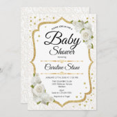 Babydusche - White Gold Einladung (Vorne/Hinten)