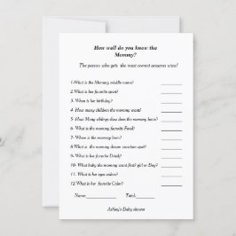 Babydusche Wie gut kennen Sie die Mama, um zu sein Einladung