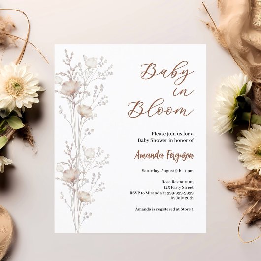 Babydusche Wildblumen in blühenden Beige