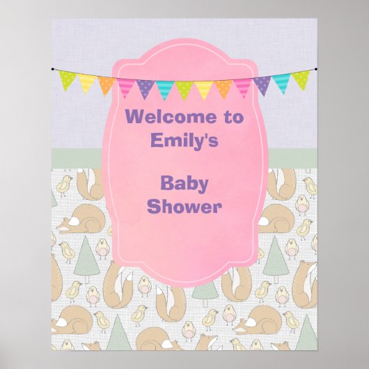 Babydusche Willkommen bei Woodland Creatures Poster (Vorne)