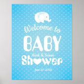 Babydusche Willkommenspender mit Elephant für Jung Poster (Vorne)