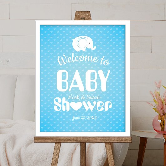 Babydusche Willkommenspender mit Elephant für Jung Poster