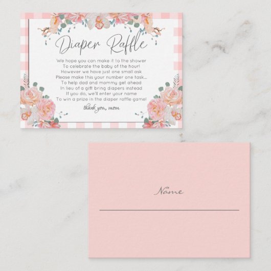 Babydusche-Windeln | BOHO Baby Shower Coral Begleitkarte (Vorne/Hinten)