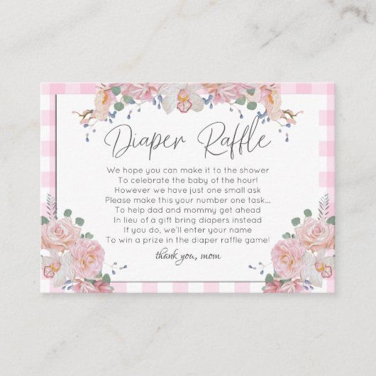 Babydusche-Windeln | BOHO Babydusche Rosa Begleitkarte (Vorderseite)