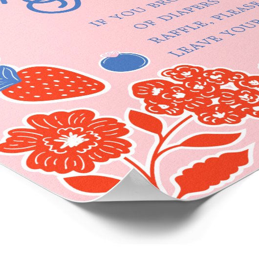 Babydusche Windeln Raffle Berries & Blume Poster (Ecke)