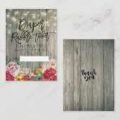 Babydusche Windeln Raffle Ticket Blume Holz Light Begleitkarte (Vorne/Hinten)