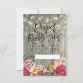 Babydusche Windeln Raffle Ticket Blume Holz Light Einladung (Vorderseite)