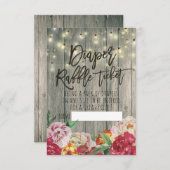 Babydusche Windeln Raffle Ticket Blume Holz Light Einladung (Vorne/Hinten)