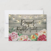 Babydusche Windeln Raffle Ticket Blume Holz Light Einladung (Vorderseite)