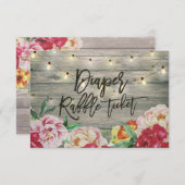 Babydusche Windeln Raffle Ticket Blume Holz Light Einladung (Vorne/Hinten)
