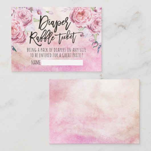 Babydusche Windeln Raffle Ticket Bohemische Blume Begleitkarte (Vorne/Hinten)