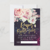 Babydusche Windeln Raffle Ticket Boho Blumenlampe Einladung (Vorderseite)