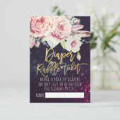 Babydusche Windeln Raffle Ticket Boho Blumenlampe Einladung (Stehend Vorderseite)