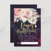 Babydusche Windeln Raffle Ticket Boho Blumenlampe Einladung (Vorne/Hinten)