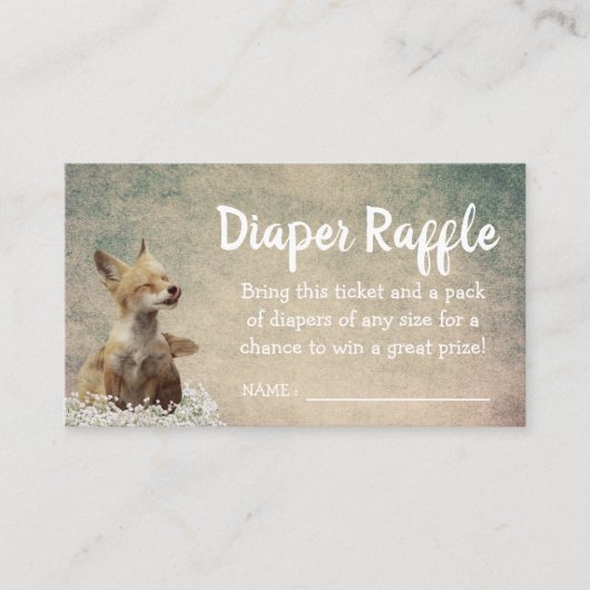 Babydusche Windeln Raffle Ticket Little Fox Begleitkarte (Vorderseite)