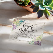 Babydusche Windeln Raffle Ticket Succulents Holz Begleitkarte