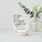 Babydusche Windeln Raffle Ticket Succulents Holz Begleitkarte (Stehend Vorderseite)