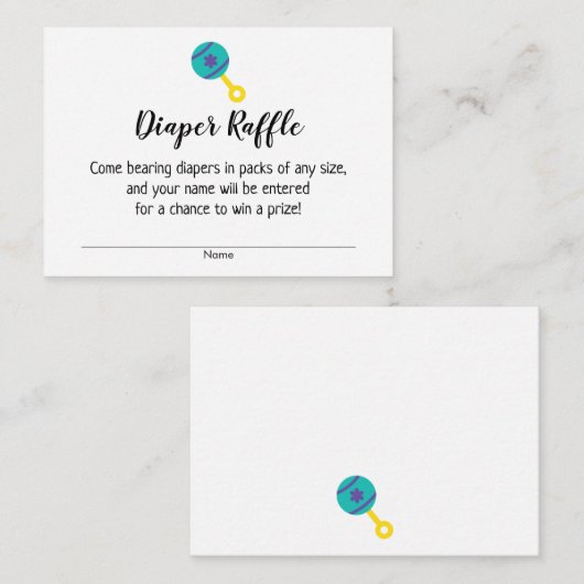 Babydusche Windeln Raffle Tickets mit Aquamarinem Begleitkarte (Vorne/Hinten)