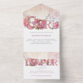 Babydusche & Windelwanne Es ist ein Mädchen All In One Einladung (Innen Boden)