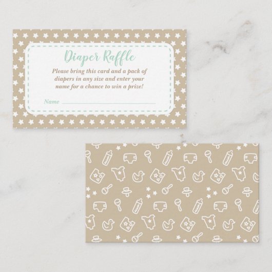 Babydusche-Windelwaschkarte | Mint und Tan Begleitkarte (Vorne/Hinten)