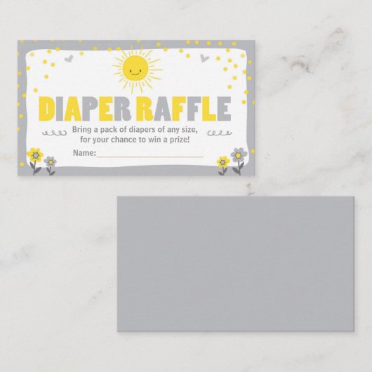 Babydusche Windelwaschkarte Sunshine Neutral Begleitkarte (Vorne/Hinten)