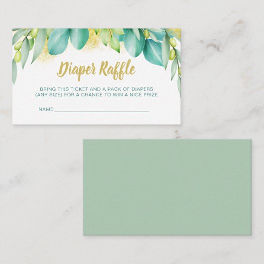 Babydusche Windelwaschmaschine Eukalyptus Blätter  Begleitkarte (Vorne/Hinten)