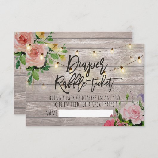 Babydusche Windelwulst Ticket Blumenzwiebelleuchte Einladung (Vorne/Hinten)