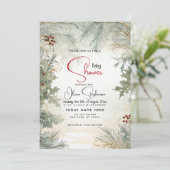 Babydusche - Winter Watercolor Botanisch Einladung (Stehend Vorderseite)