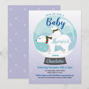 Babydusche Winterpolarbeeren Schneeballblau Einladung