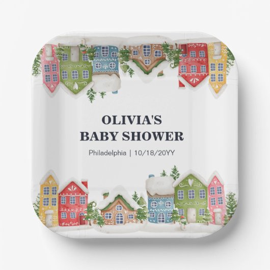Babydusche Winterschneedorf Pappteller (Vorderseite)