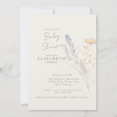 Babydusche Wispy Botanical Floral Cream II Einladung (Vorderseite)