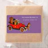 Babydusche Witziger Cartoon Katzen Retro Auto Lila (Insitu)