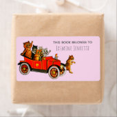 Babydusche Witziger Cartoon Katzen Retro Auto Lila (Insitu)