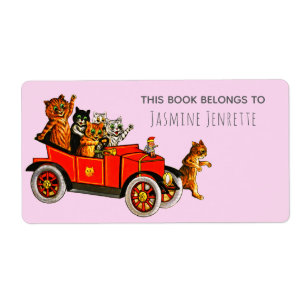 Babydusche Witziger Cartoon Katzen Retro Auto Lila