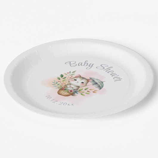 Babydusche Woodland Animal Pappteller (Schrägansicht)