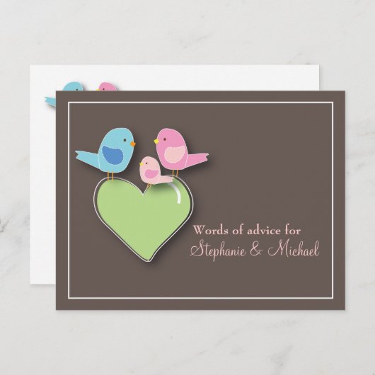 Babydusche Worte der Advice Card Baby Bird Hinweiskarte (Vorne/Hinten)