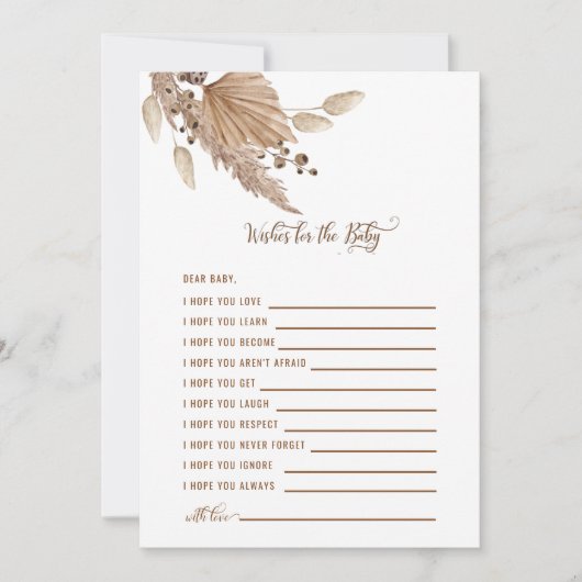 Babydusche Wünsche für Baby Pampas III Einladung (Vorderseite)