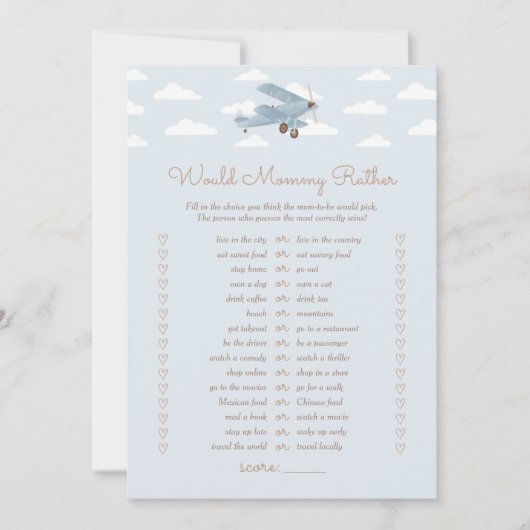 Babydusche würde eher ein Spiel spielen Einladung (Vorderseite)