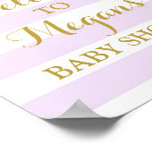 Babydusche Zeichen Lila Streifen Gold Confetti Poster (Ecke)