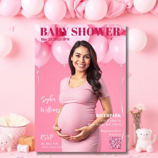 Babydusche-Zeitschrift Cover Einladung