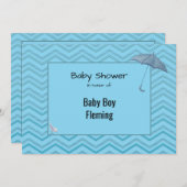 Babydusche Zickzack für Baby Boy Einladung (Vorne/Hinten)