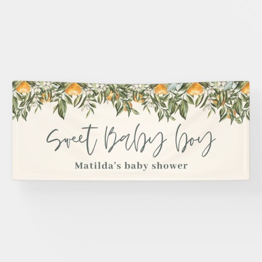 Babydusche Zitrusfrüchte Orange botanisches Blattw Banner (Horizontal)