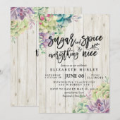 Babydusche Zucker Gewürze Alles Nizza Sukkulturen Einladung (Vorne/Hinten)